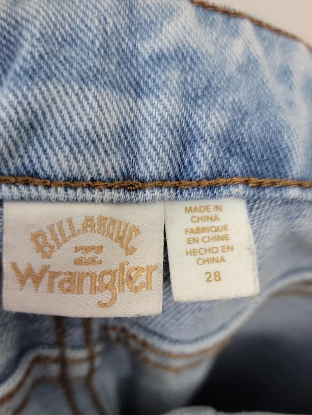 Wrangler X billabong Patchwork Light Blue Denim Jeans 28 - Picture 8 of 8